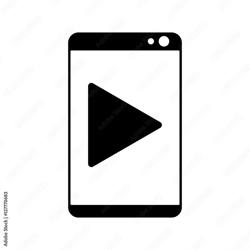 Play inside smartphone icon. Cinema movie video film and media theme. Isolated design. Vector illustration Play inside smartphone icon. Cinema movie video film and media theme. Isolated design. Vector illustration