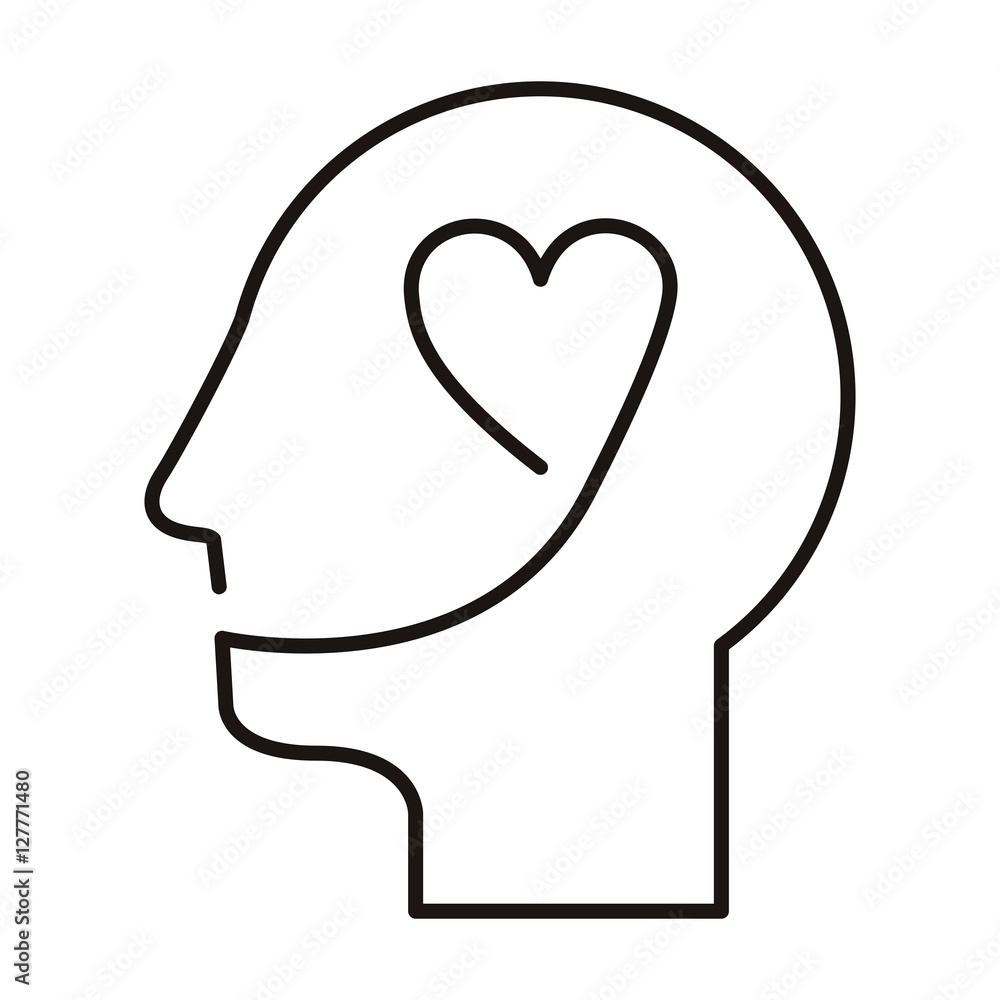 black silhouette head with heart vector illustration black silhouette head with heart vector illustration
