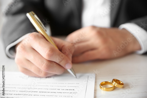 Man signing marriage contra...