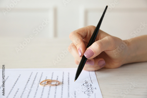 Woman signing marriage cont...