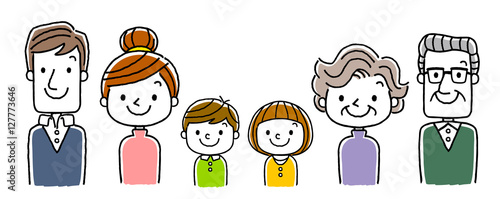 ６人家族：両親と子供二人と祖父母の３世代
