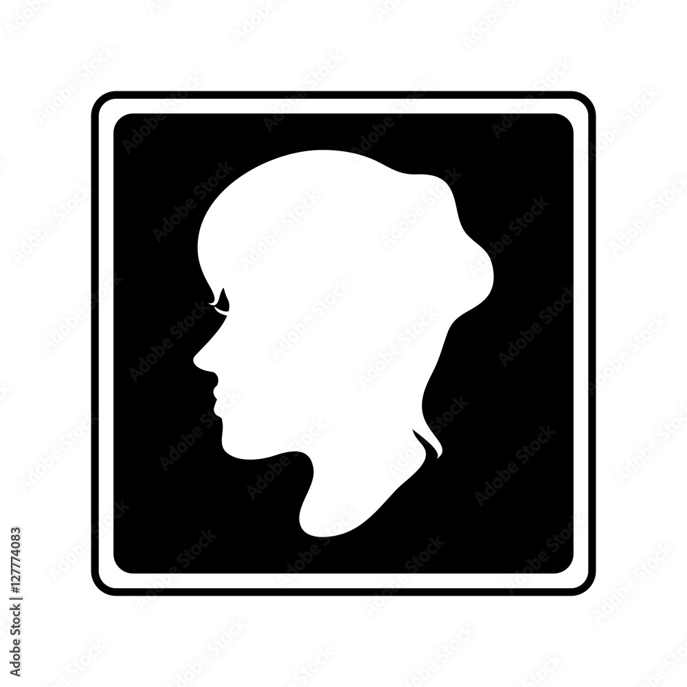 Woman head profile inside frame icon. Female avatar person and people theme. Isolated design. Vector illustration Woman head profile inside frame icon. Female avatar person and people theme. Isolated design. Vector illustration