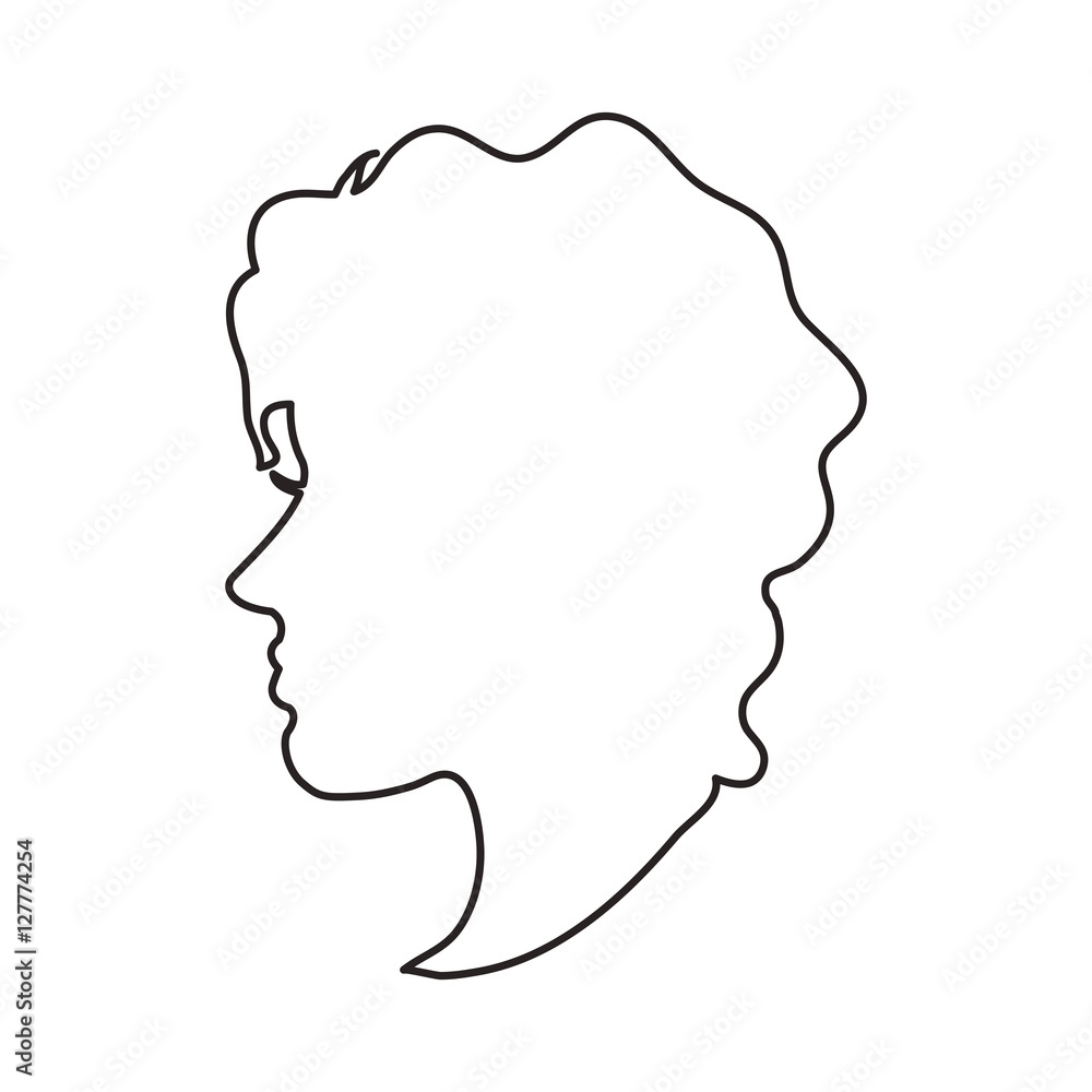 Woman head profile icon. Female avatar person and people theme. Isolated design. Vector illustration