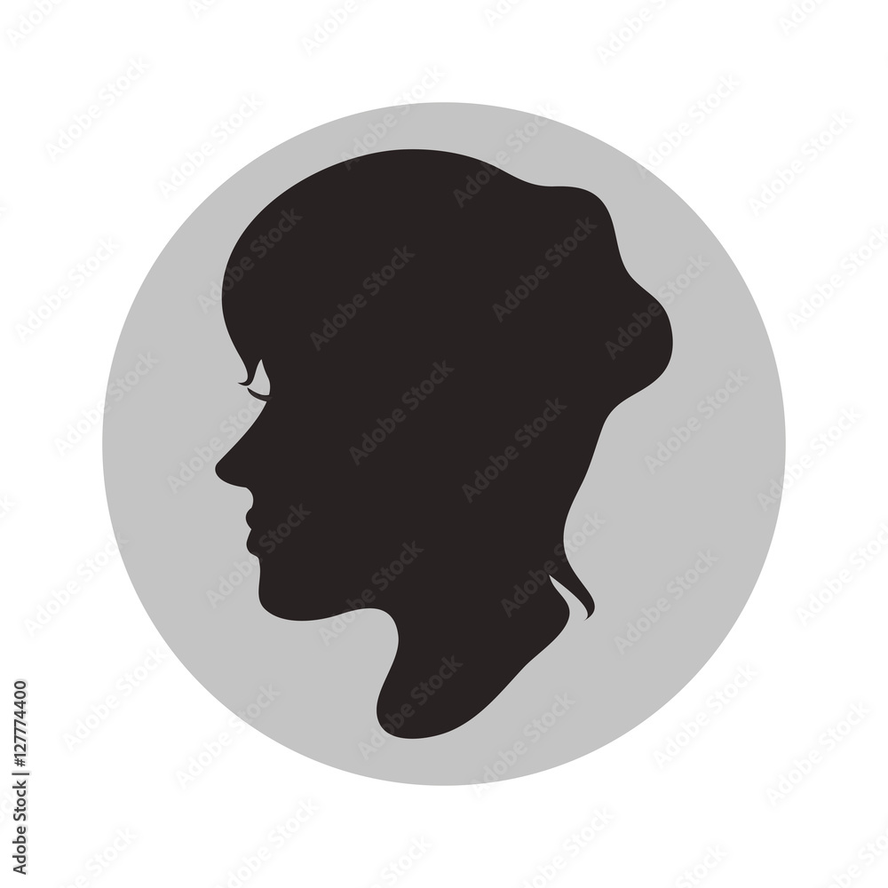 Woman head profile inside circle icon. Female avatar person and people theme. Isolated design. Vector illustration Woman head profile inside circle icon. Female avatar person and people theme. Isolated design. Vector illustration