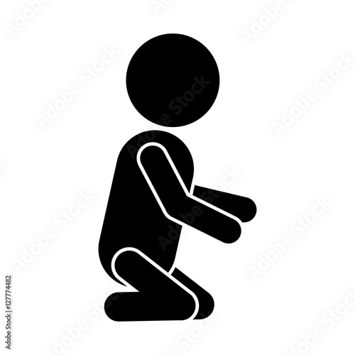 pictogram of little baby kneeling vector illustration
