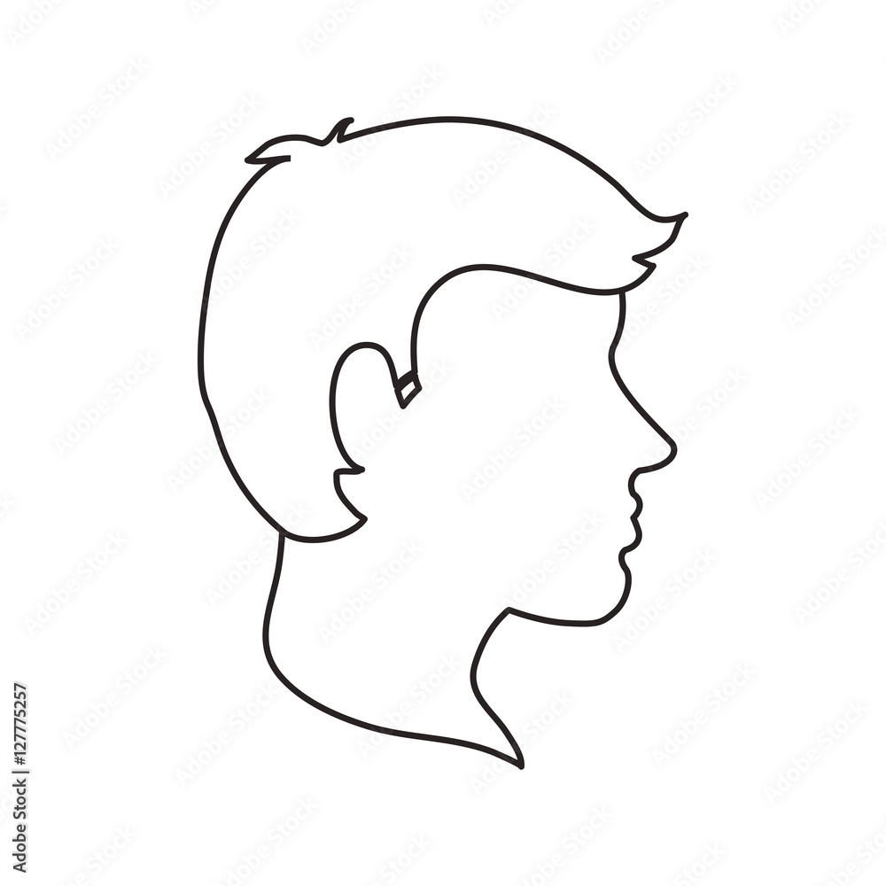 Man head profile icon. Male avatar person and people theme. Isolated design. Vector illustration