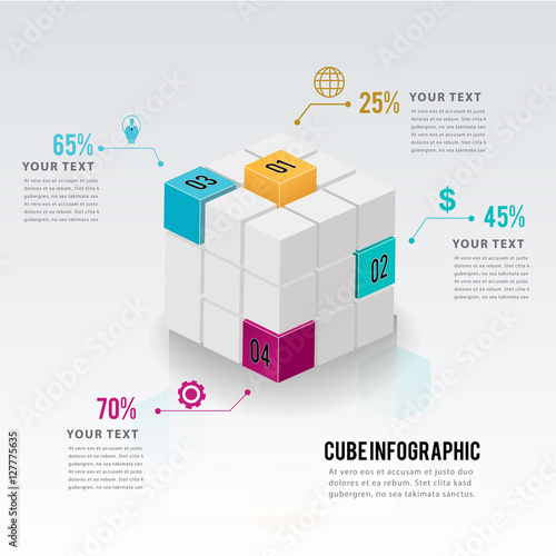 Abstract 3D Modern template vector cubic infographic.can used for banner,data,presentation business,chart, workflow layout,brochure,leaflet ,web design, number options.Vector illustration.