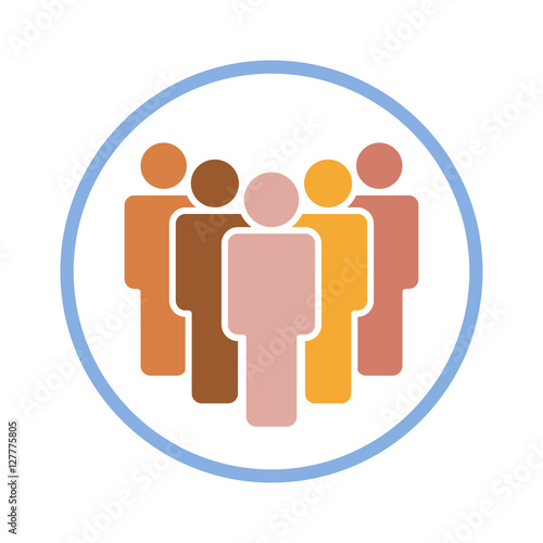 Group of people in a safe space or bubble flat color icon for apps and websites