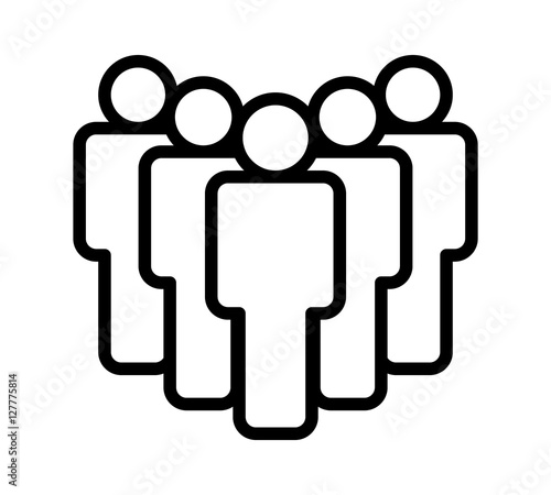 Group of five people or group of users standing line art icon for apps and websites