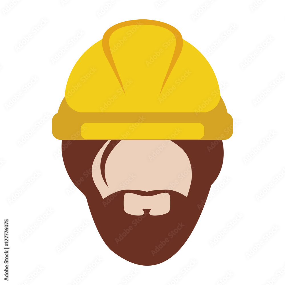 front face man worker with helmet and beard front face man worker with helmet and beard