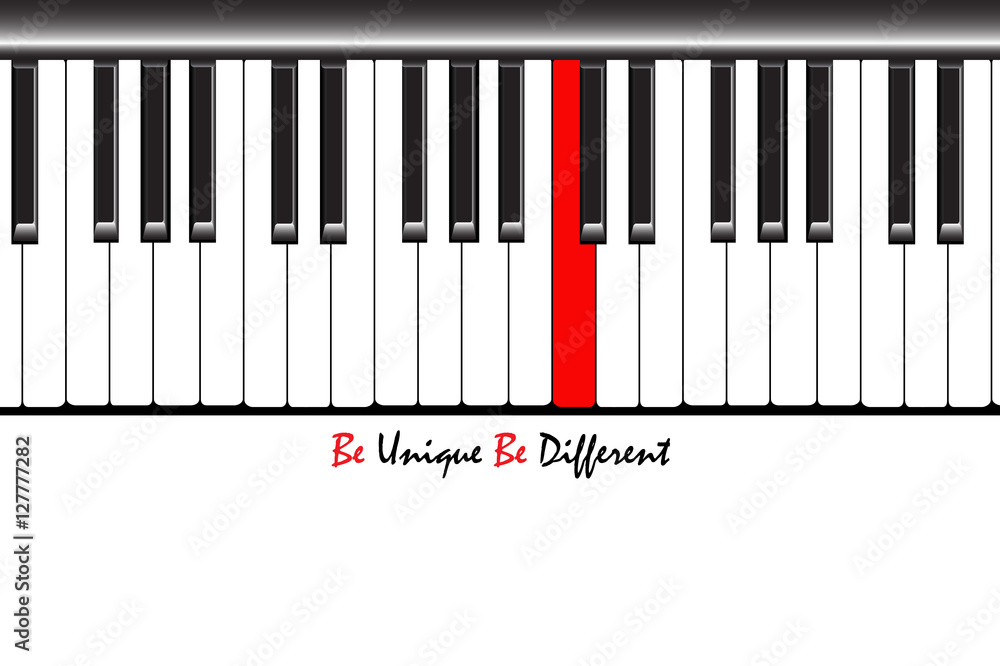 Fototapeta premium Red piano key. Unique or Different concept, Vector illustration.