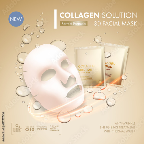 Collagen face skin treatment mask sachet