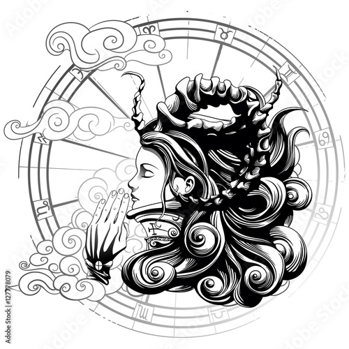 demon girl praying with closed eyes