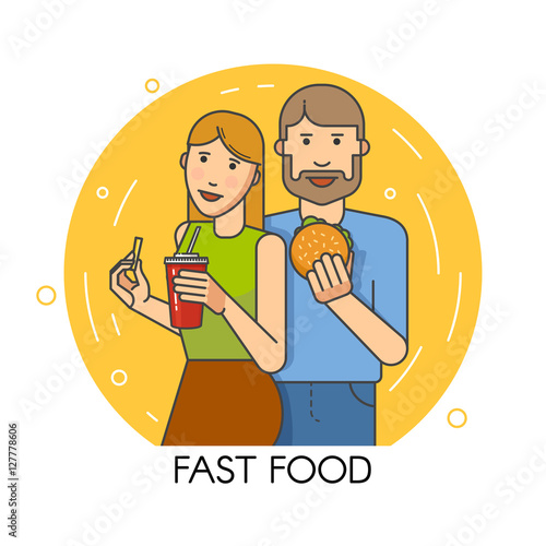 Couple eating fast food