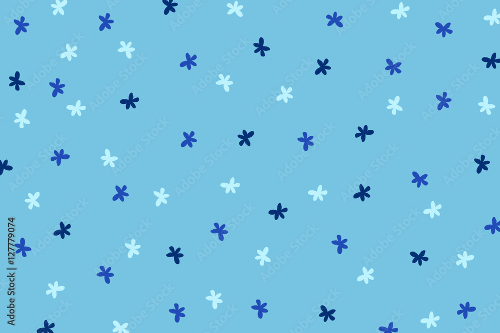 Hand drawn flowers pattern in blue tone Hand drawn flowers pattern in blue tone
