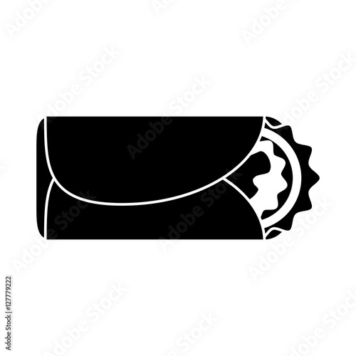 Burrito food icon. Mexican culture tourism landmark and latin theme. Isolated design. Vector illustration