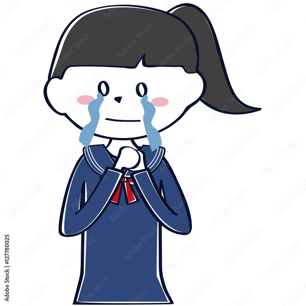 セーラー服の学生 女子 上半身 泣く セーラー服の学生 女子 上半身 泣く