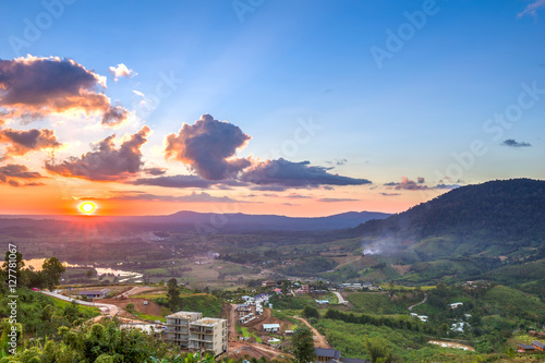 Khao Kho mountain ranges in the sunset, Thailand