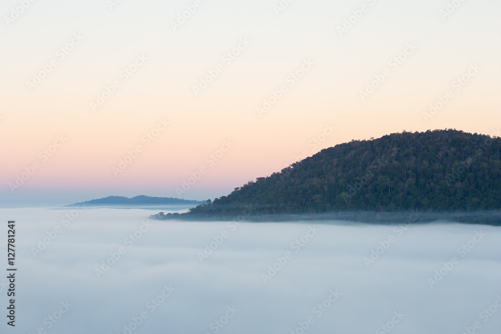 fog in the morning with mountain at Khao Kho, Thailand