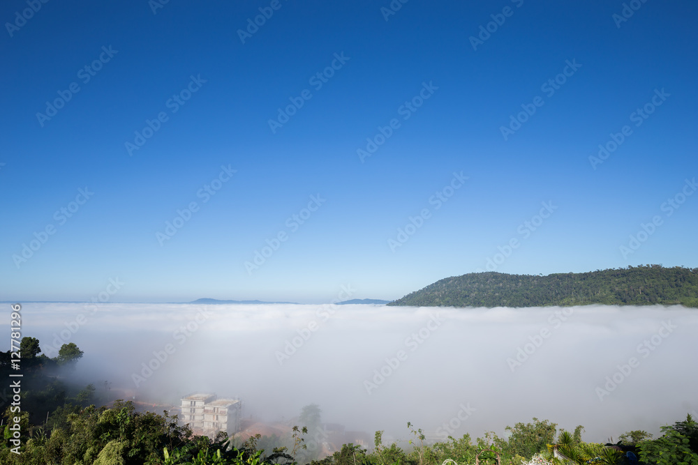fog in the morning with mountain at Khao Kho, Thailand