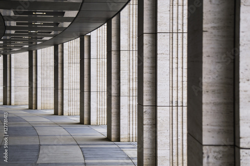 Long tunnel with columns made from tuff