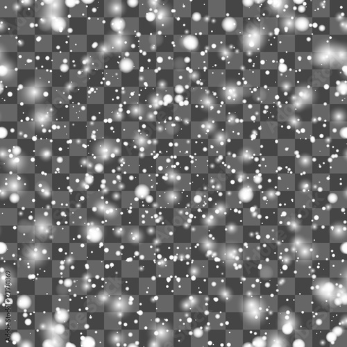 Christmas sparkling transparent Snowfall.