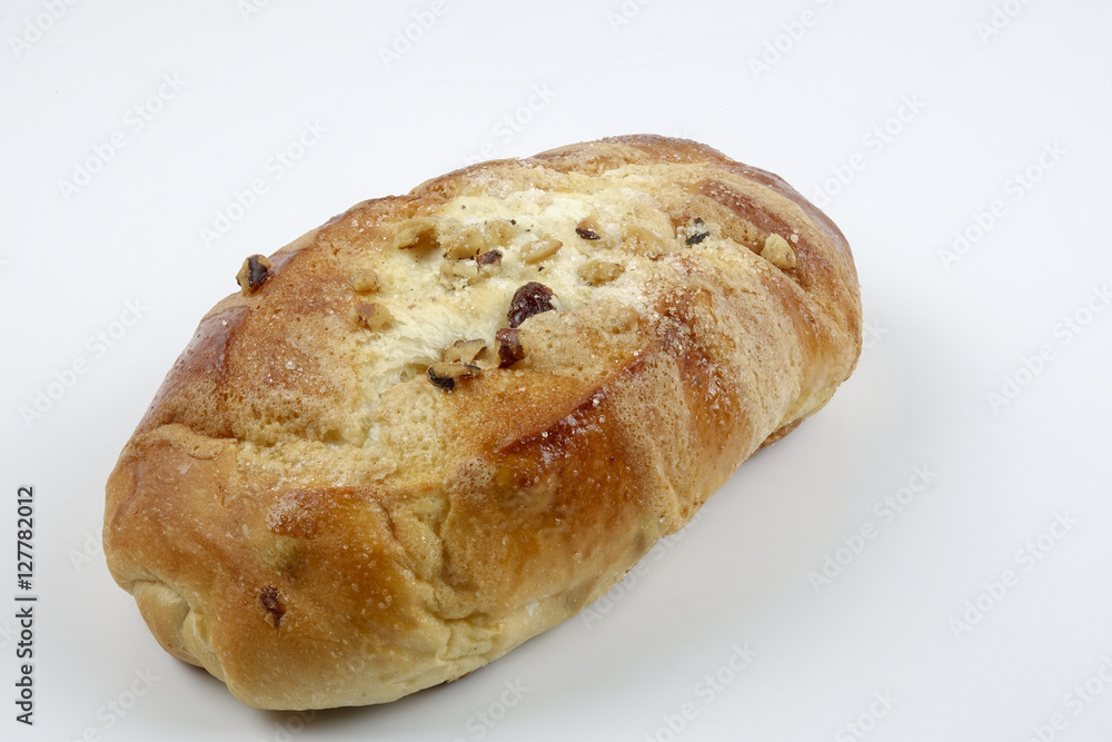 sweet bread with raisin isolated on whie sweet bread with raisin isolated on whie