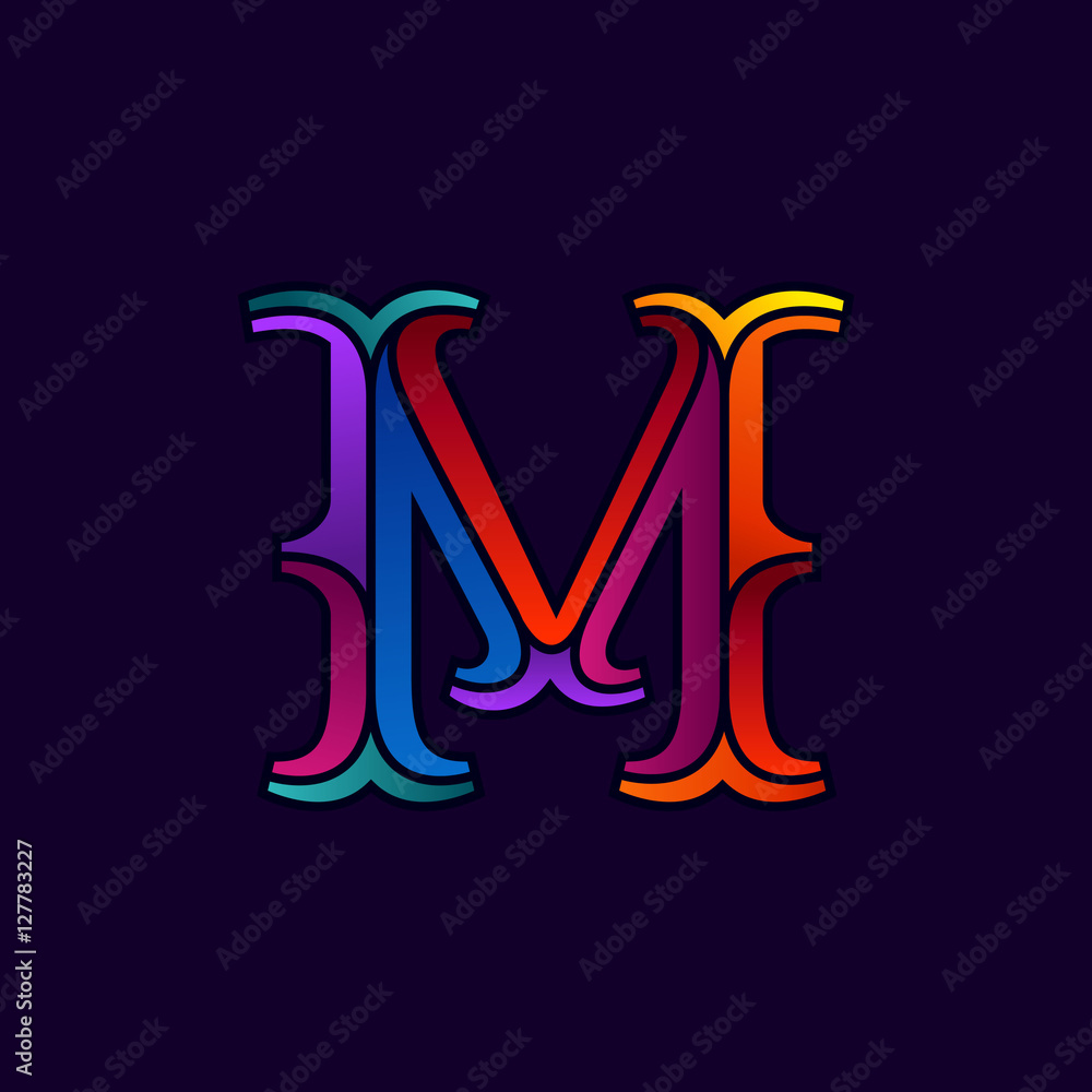M letter logo in elegant multicolor faceted style. M letter logo in elegant multicolor faceted style.