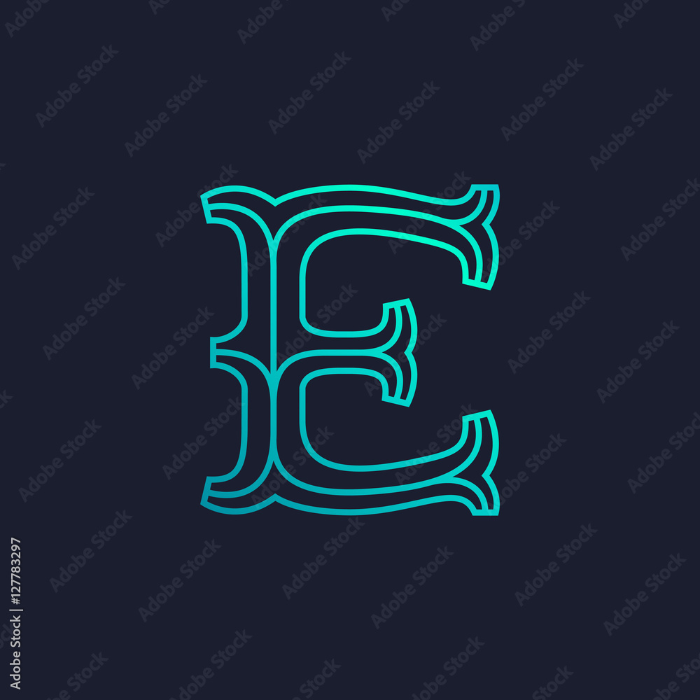 E letter logo. Mono line Slab serif retro type. E letter logo. Mono line Slab serif retro type.