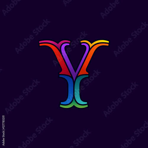 Y letter logo in elegant multicolor faceted style.