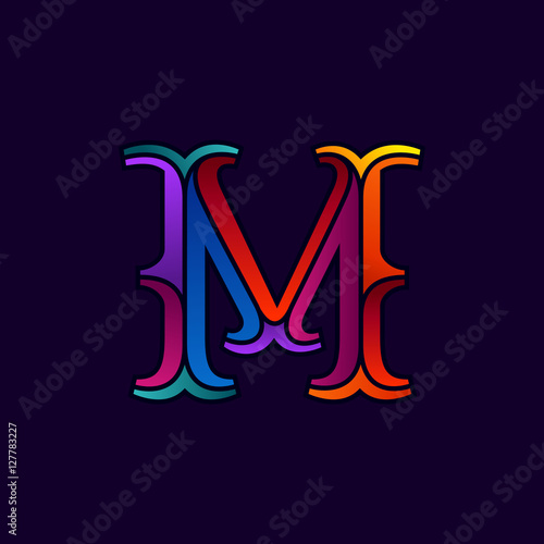 M letter logo in elegant multicolor faceted style.