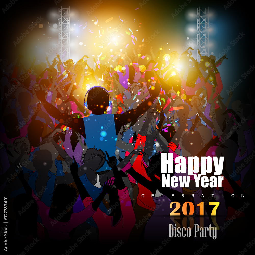 Happy New Year 2017 party celebration poster