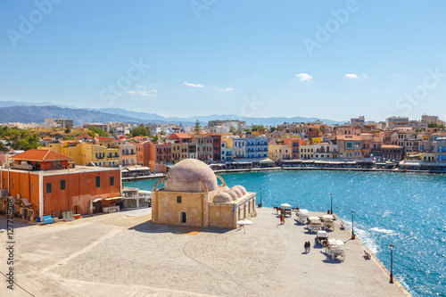  View of the old port of Chania on Crete, Greece photo