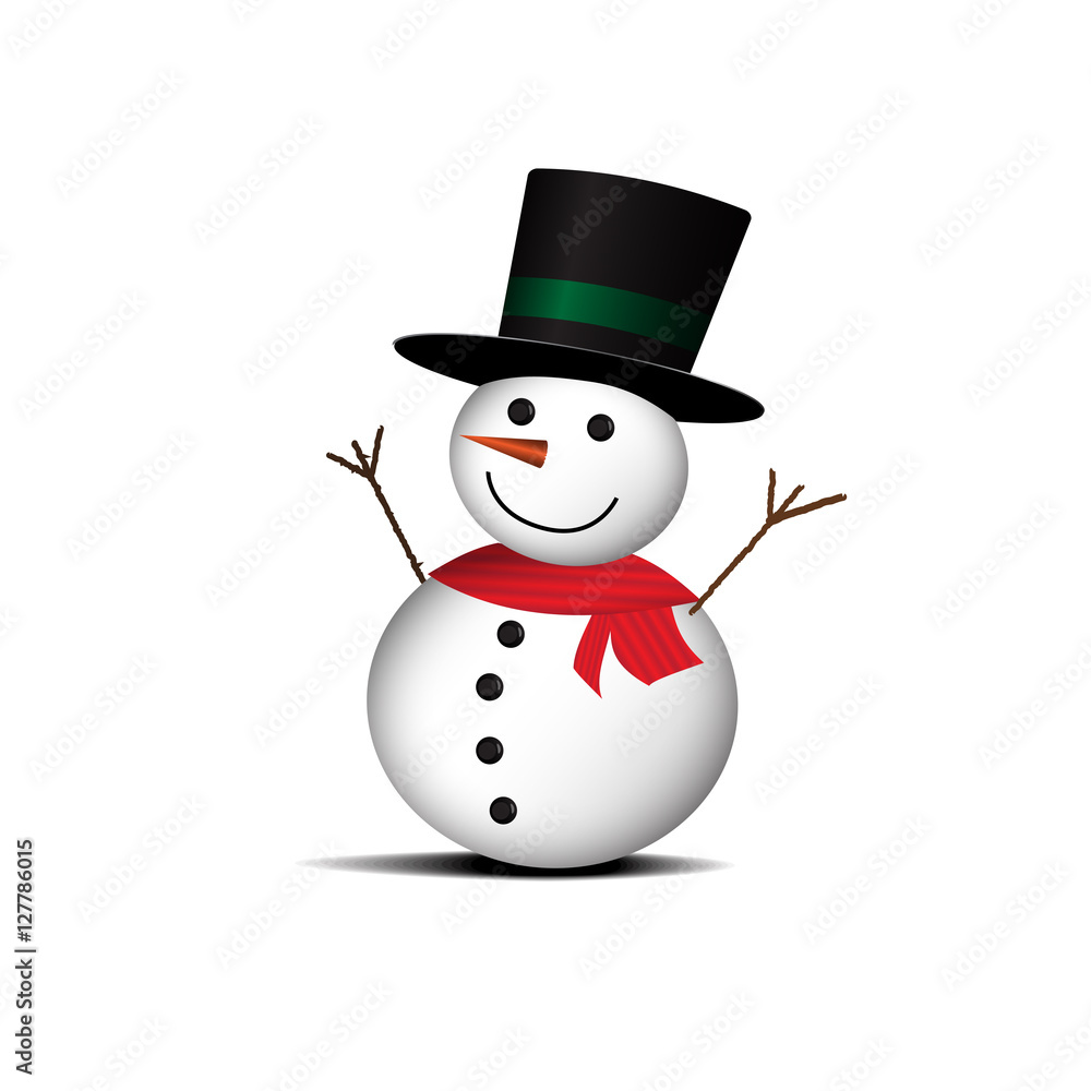 Snowman isolated on white background. Vector illustration. Snowman isolated on white background. Vector illustration.