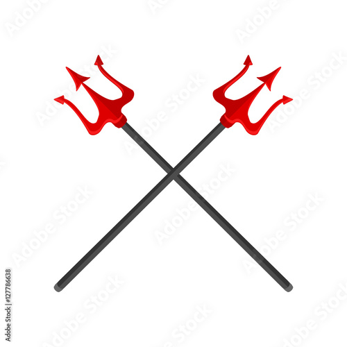 Crossed red trident