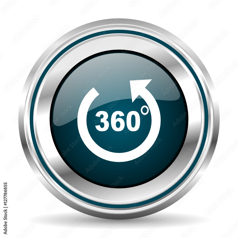 360 degrees panaorama vector icon. Chrome border round web button. Silver metallic pushbutton. 360 degrees panaorama vector icon. Chrome border round web button. Silver metallic pushbutton.