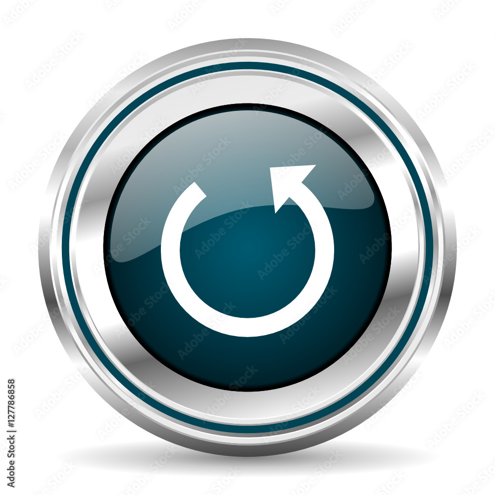 Arrow rotate vector icon. Chrome border round web button. Silver metallic pushbutton. Arrow rotate vector icon. Chrome border round web button. Silver metallic pushbutton.