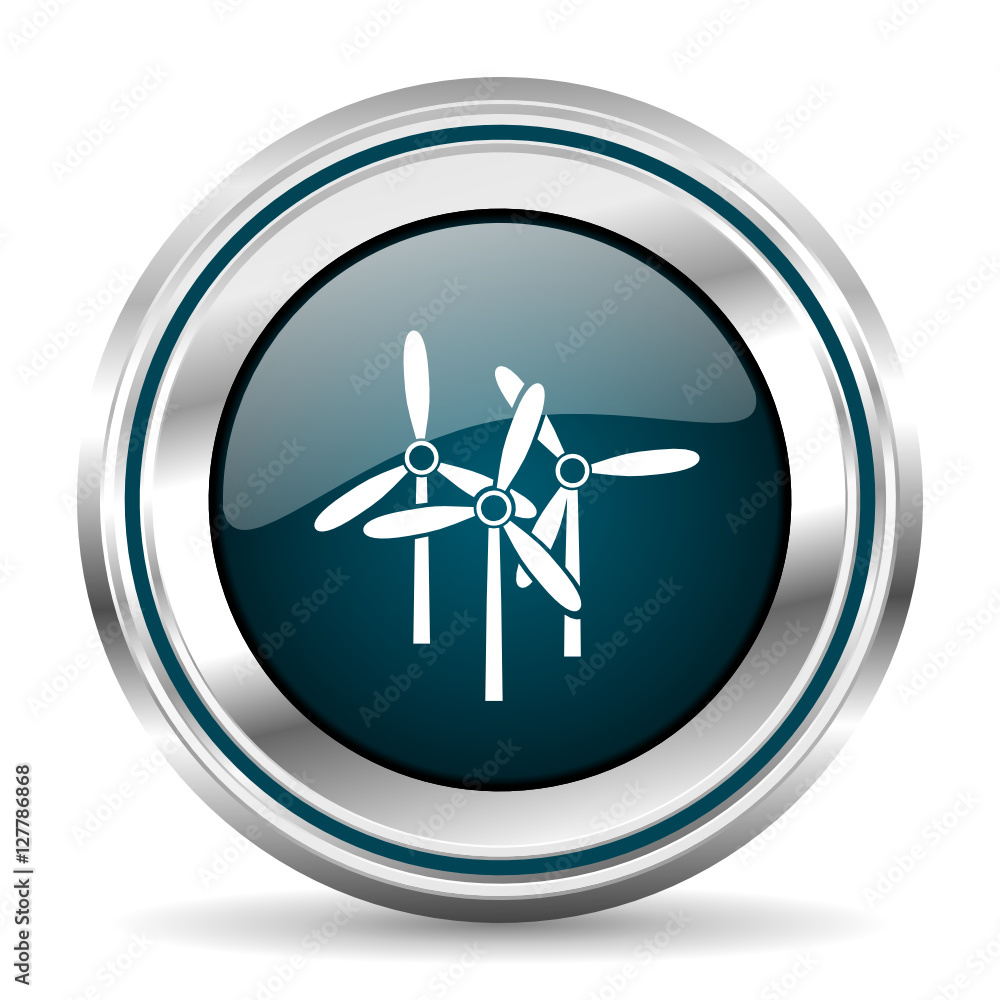 Windmill vector icon. Chrome border round web button. Silver metallic pushbutton. Windmill vector icon. Chrome border round web button. Silver metallic pushbutton.