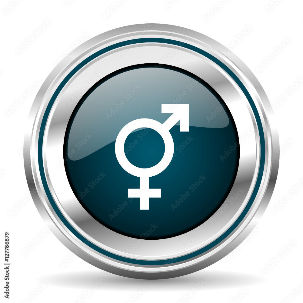Transgender vector icon. Chrome border round web button. Silver metallic pushbutton. Transgender vector icon. Chrome border round web button. Silver metallic pushbutton.