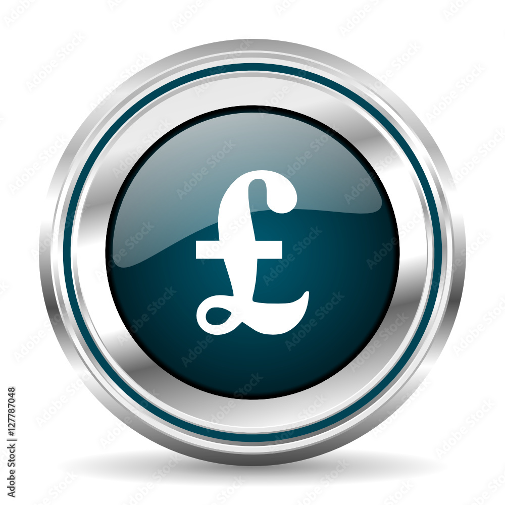 British pound vector icon. Chrome border round web button. Silver metallic pushbutton. British pound vector icon. Chrome border round web button. Silver metallic pushbutton.