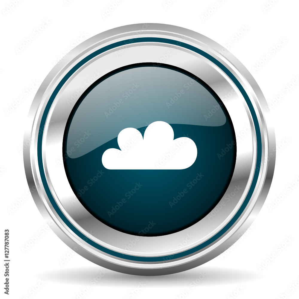Cloud vector icon. Chrome border round web button. Silver metallic pushbutton. Cloud vector icon. Chrome border round web button. Silver metallic pushbutton.