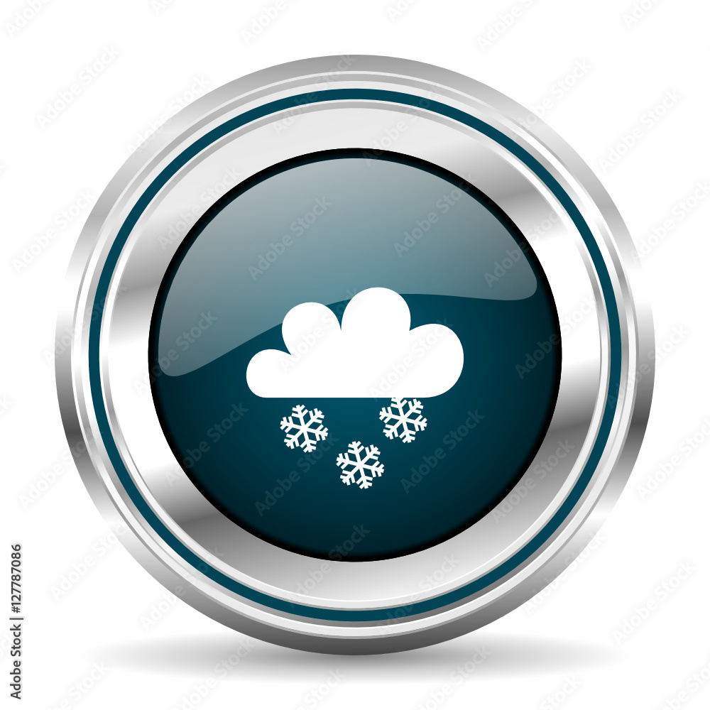 Snowing vector icon. Chrome border round web button. Silver metallic pushbutton. Snowing vector icon. Chrome border round web button. Silver metallic pushbutton.