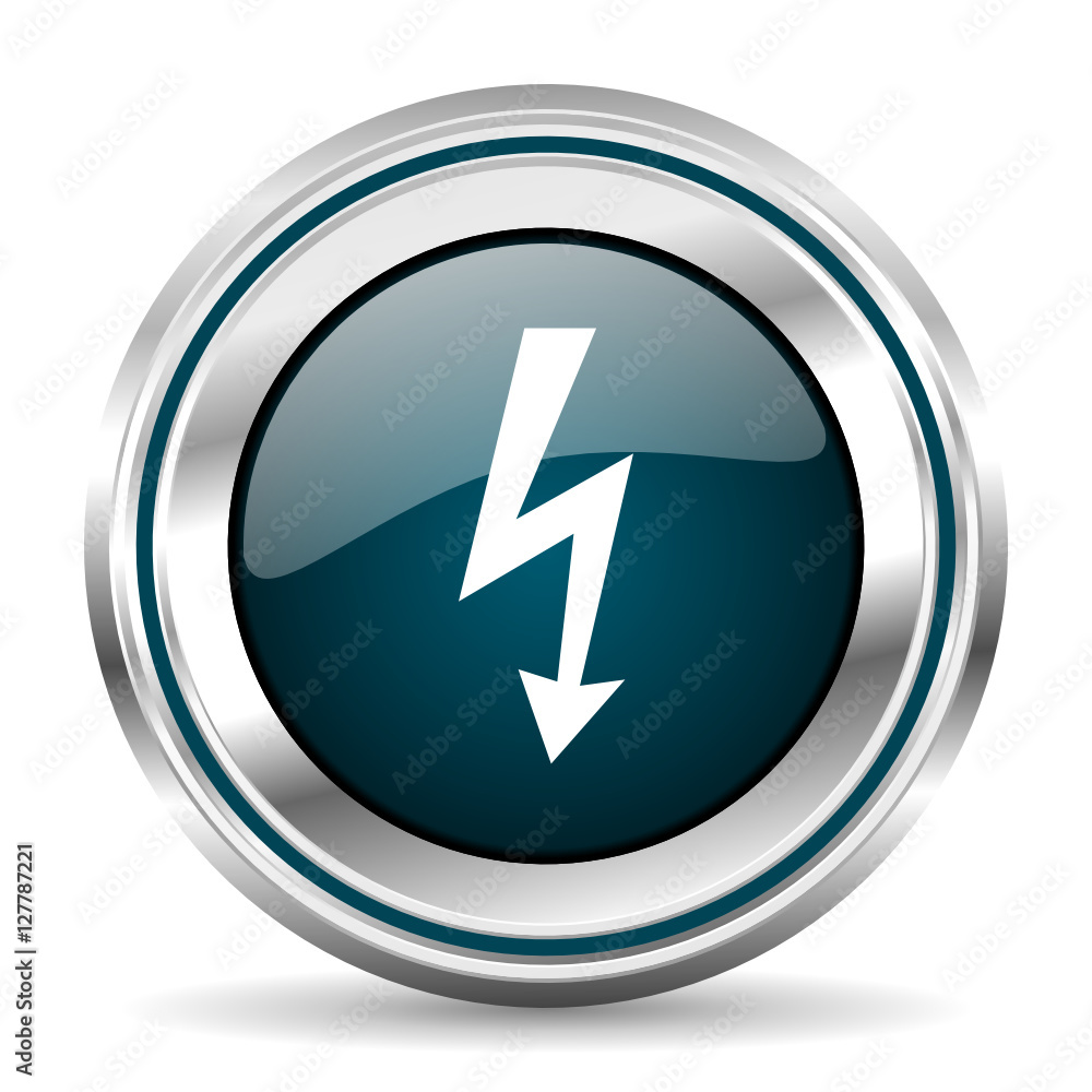 Electricity vector icon. Chrome border round web button. Silver metallic pushbutton. Electricity vector icon. Chrome border round web button. Silver metallic pushbutton.
