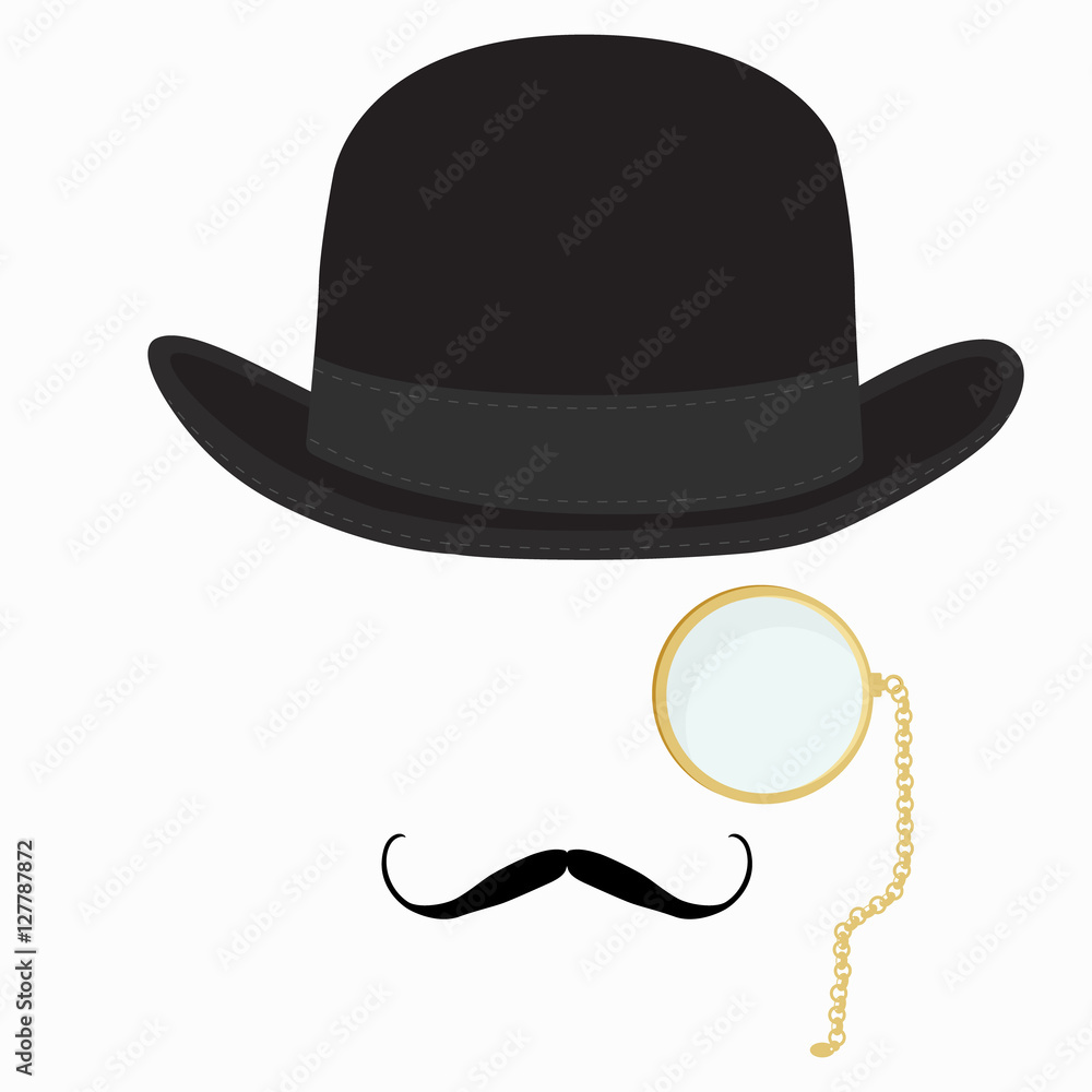 Φωτογραφία Gentleman hat, mustache and monocle
