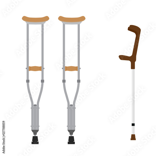 Crutches icon set
