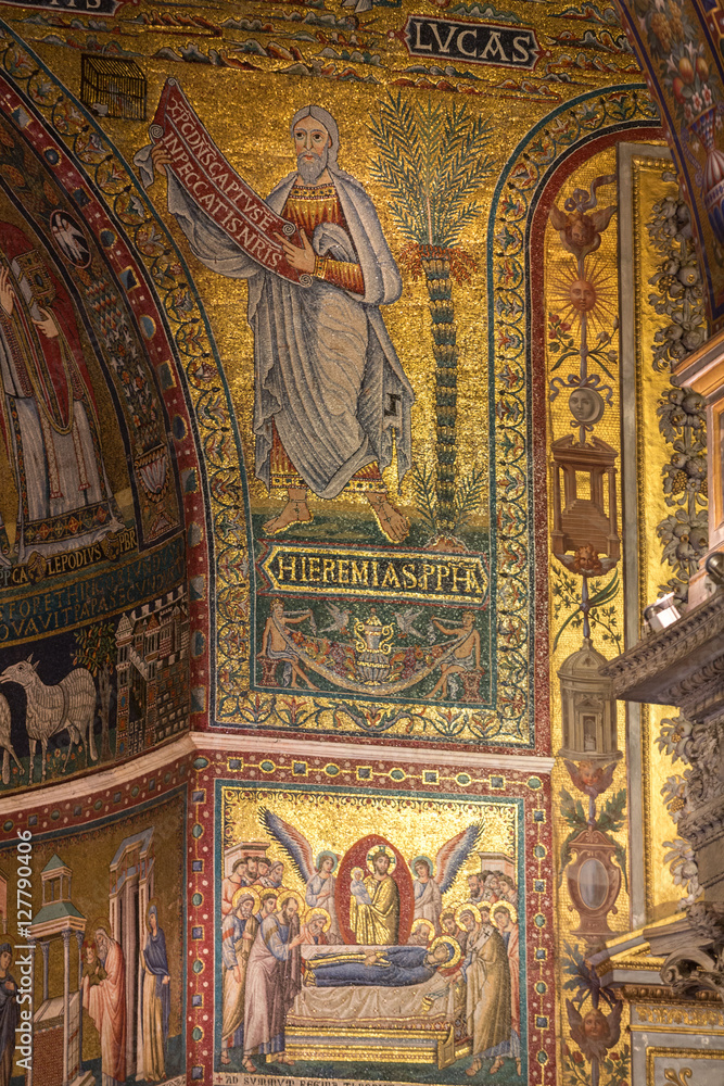 Interior of Basilica di Santa Maria in Trastevere in Rome. Italy