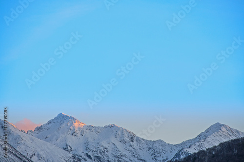 Winter sunset on mountain ridge © Flaviu Boerescu