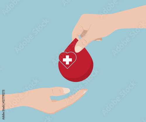 Hand Give Blood Vector Illustration