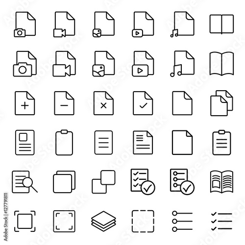 simple document thin line icons set on white background