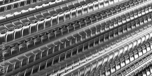 Konstfotografi Reinforcement bars as wallpaper or background. 3D rendering